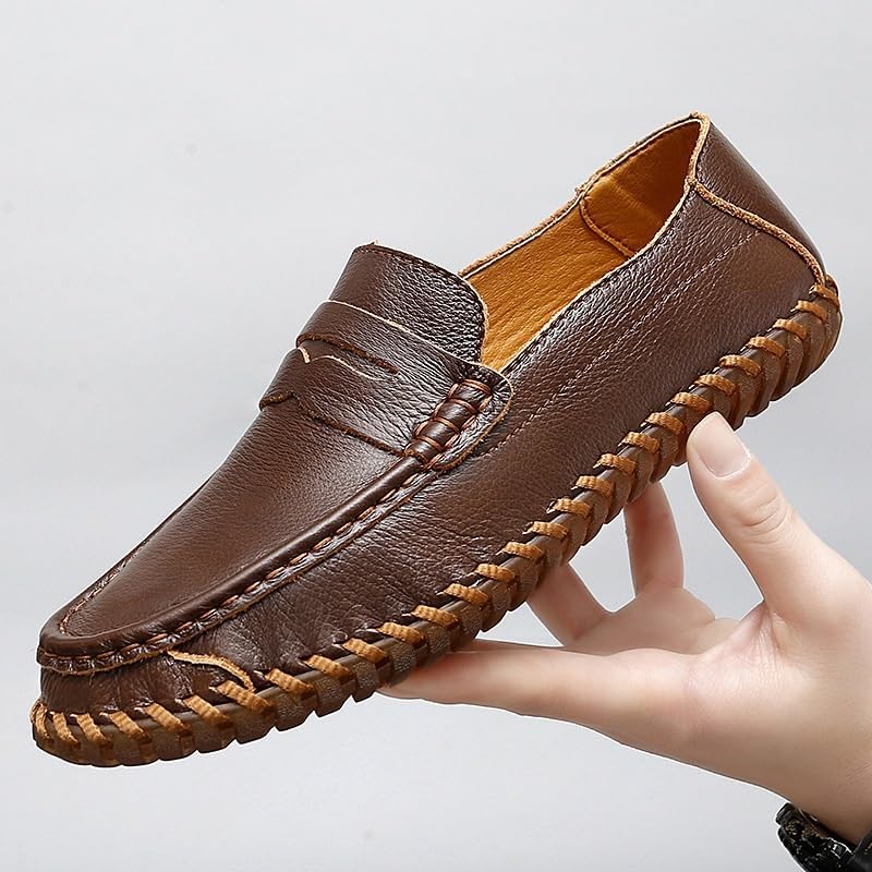 HBJWOV Men's Slip-on Oxford Shoes flat-heeled Comfortable Rubber Low-top Non-slip Versatile Round-toed Casual for Men