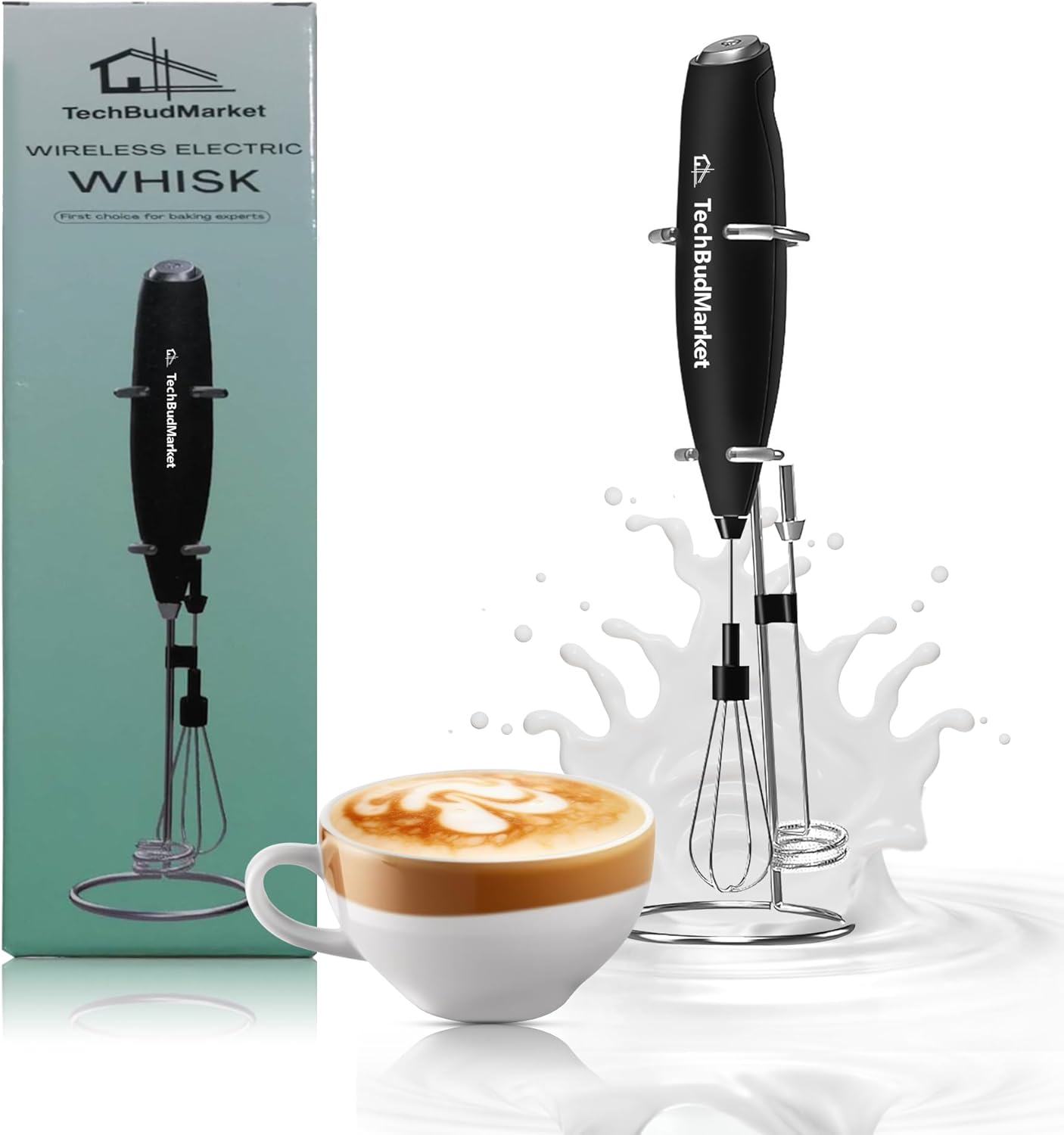 techbudmarket Handheld Milk FROTHER, Coffee Mixer, Kitchen Gadget