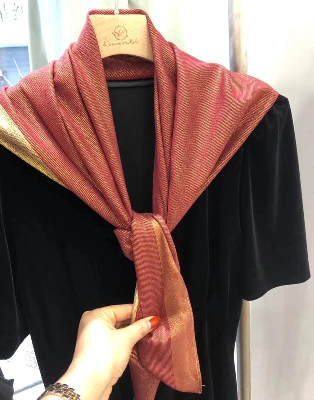 Women'S Scarf Wrap Muslim Hijab Headband Soft Lightweight Shawl （Gold Metal Color）Thread 35"x 35"4