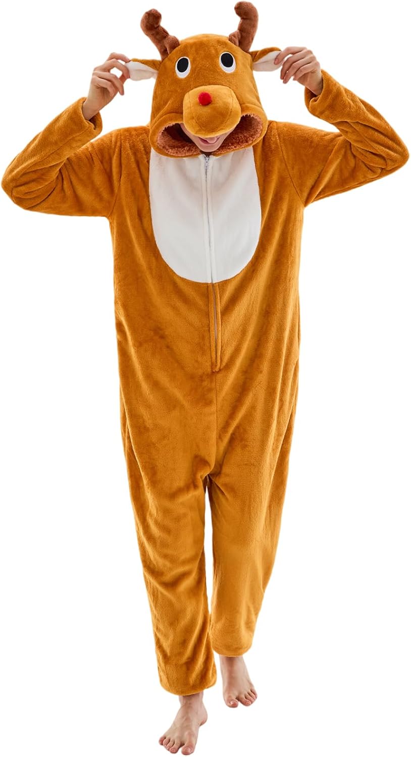 Unisex Adult Onesie Pajamas Animal One Piece Snug Fit Halloween Costume Sleepwear Homewear