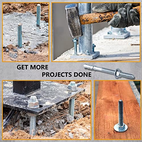 5/16” x 4” 25 PCs Wedge Concrete Wall Anchors Bolt Zinc Plated Heavy