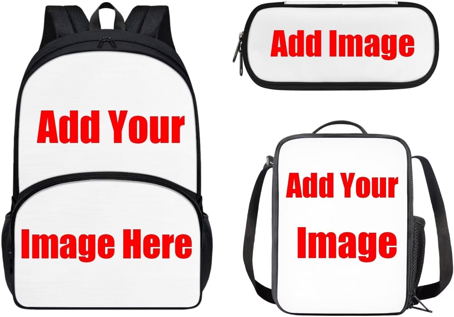 Custom Backpack Kids Personalized School Bag with Picture for Boys 17 Inch School Backpack and Lunchbox Pencil Case Large Travel Laptop Rucksack Add Your Name/Photo Bookbag