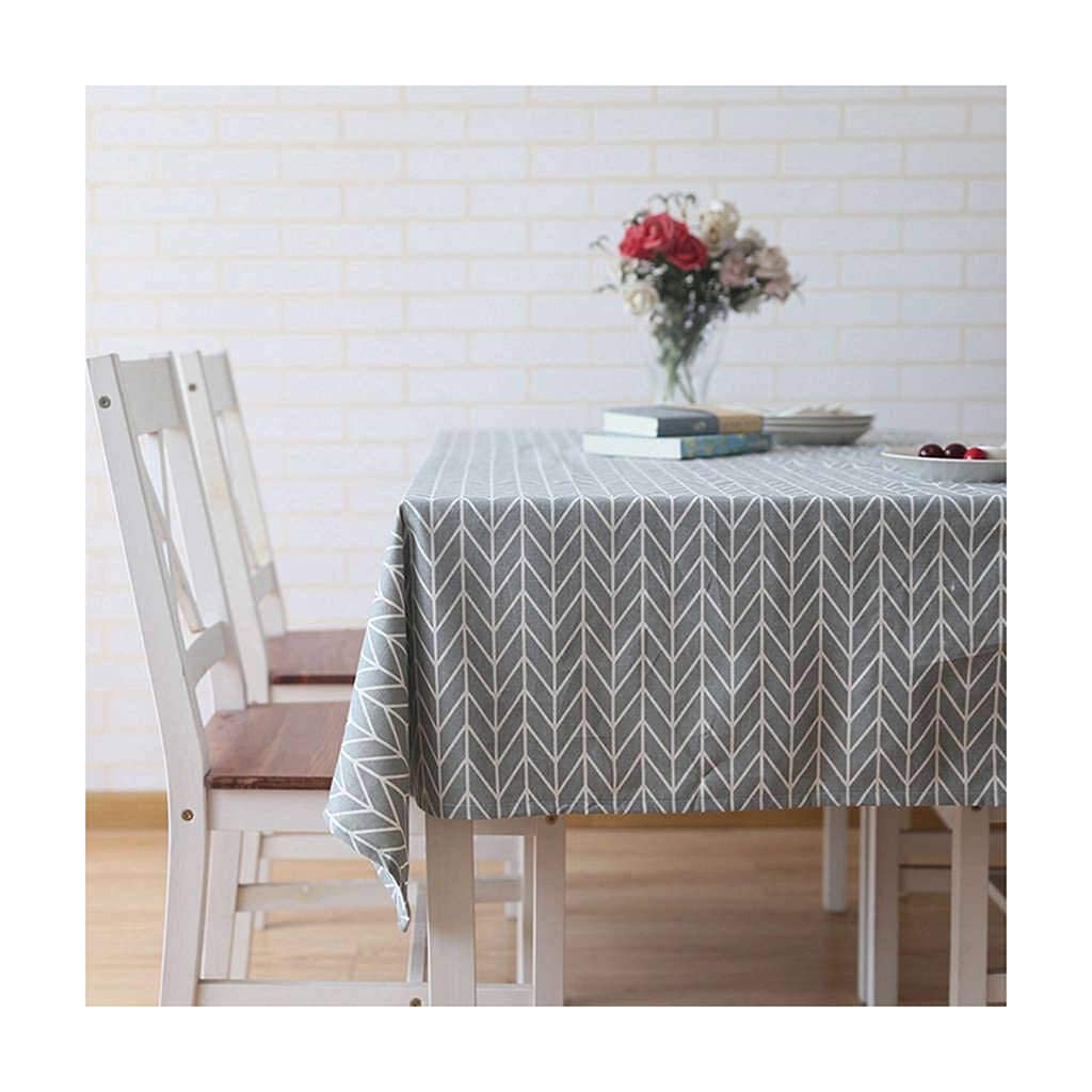 Nappe en coton lin gris rectangulaire 140x250 couverture table cuisine carreaux damier treillis