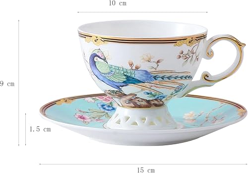 Miniatura 7 de ACMLIFE Juego de taza de té y platillo de porcelana de hueso  Juego de taza de café y platillo de té de porcelana de hueso para 1 taza de té de