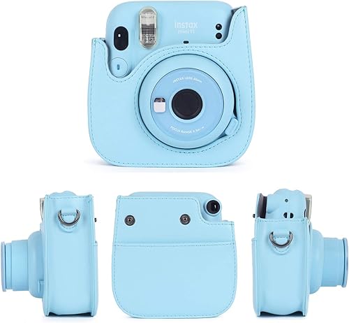 Miniatura 2 de Phetium - Funda para cámara instantánea compatible con Instax Mini 11, bolsa de piel sintética con bolsillo y correa de hombro ajustable (celeste)