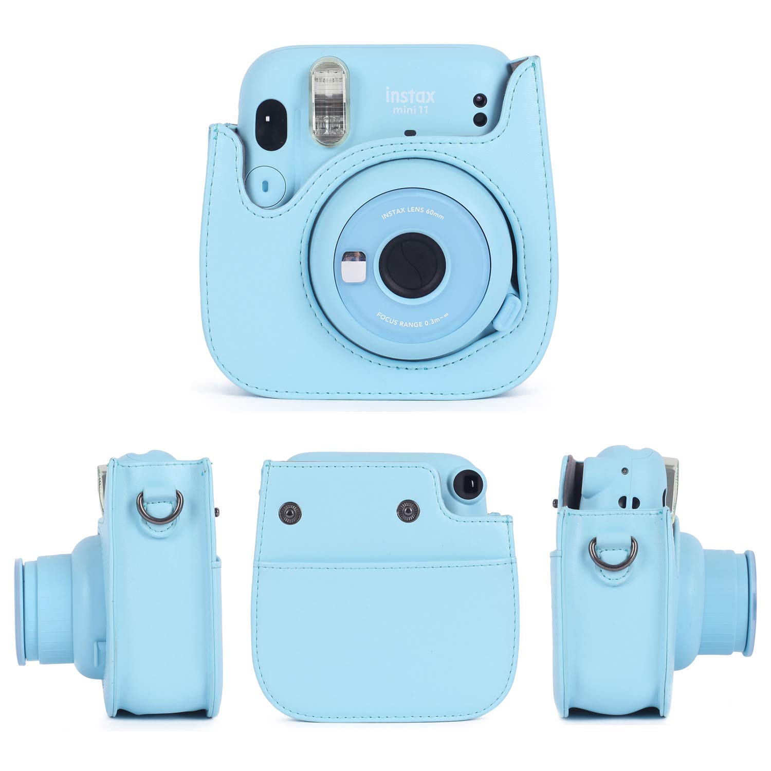 Housse Cuir PU Pour Instax Mini 11 - Protection Appareil Photo Instantané Avec Bandoulière - 9