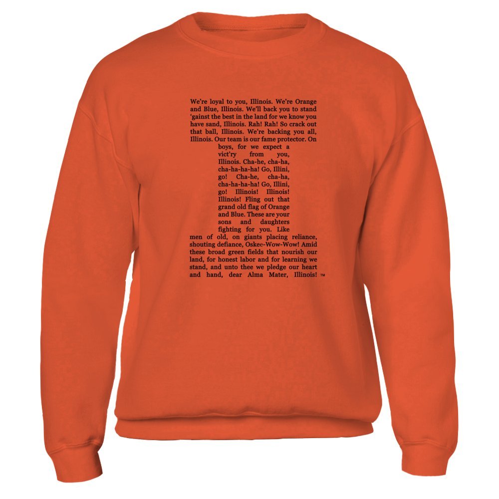 FanPrint Illinois Fighting Illini Hoodie - Illinois Loyalty: Lyrics T-Shirt