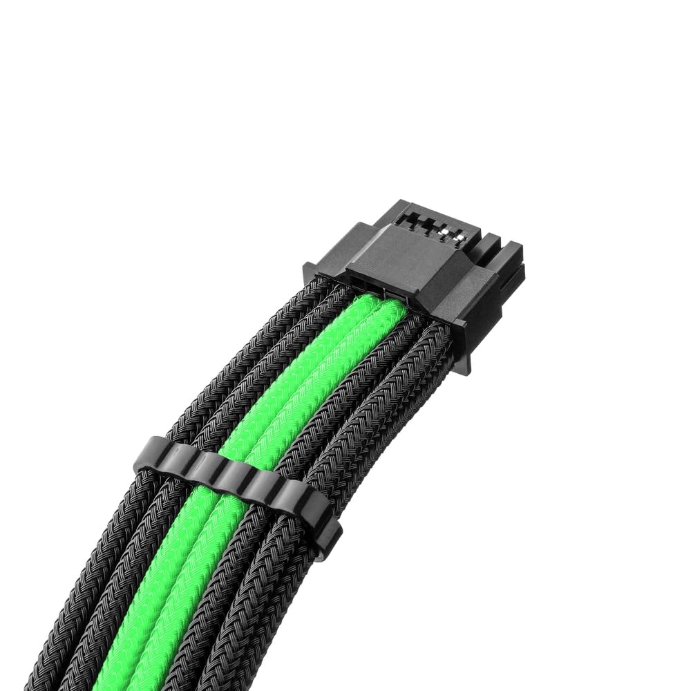 CableMod C-Series Pro ModMesh Sleeved 12VHPWR StealthSense PCI-e Cable for Corsair (Black + Light Green, 16-pin to Triple 8-pin, 60cm)