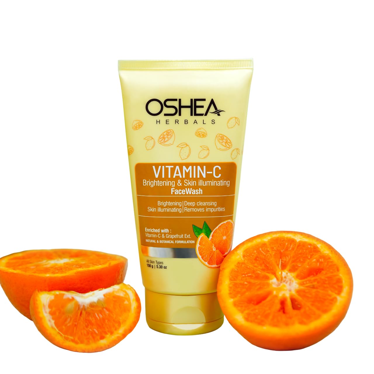 Oshea Herbals Brightening & Illuminating Facewash For All Skin Types | Removes Pigmentations & Brightens with Vitamin C & Grapefruit Extract - 150ml