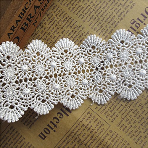 image for Qiuda 2 Yard Polyester Lace Edge Trim Ribbon 6 cm Width Vintage Style 