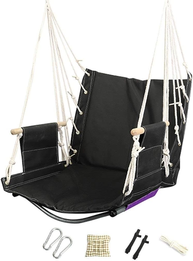 Oxford Cloth Hanging Swing Seat Indoor Hanging Chair Outdoor Hammock Toy Can Bear 150kg Swing Seat (Color: I, Size: Backrest Height 75cm) (J Backrest Height 50cm)
