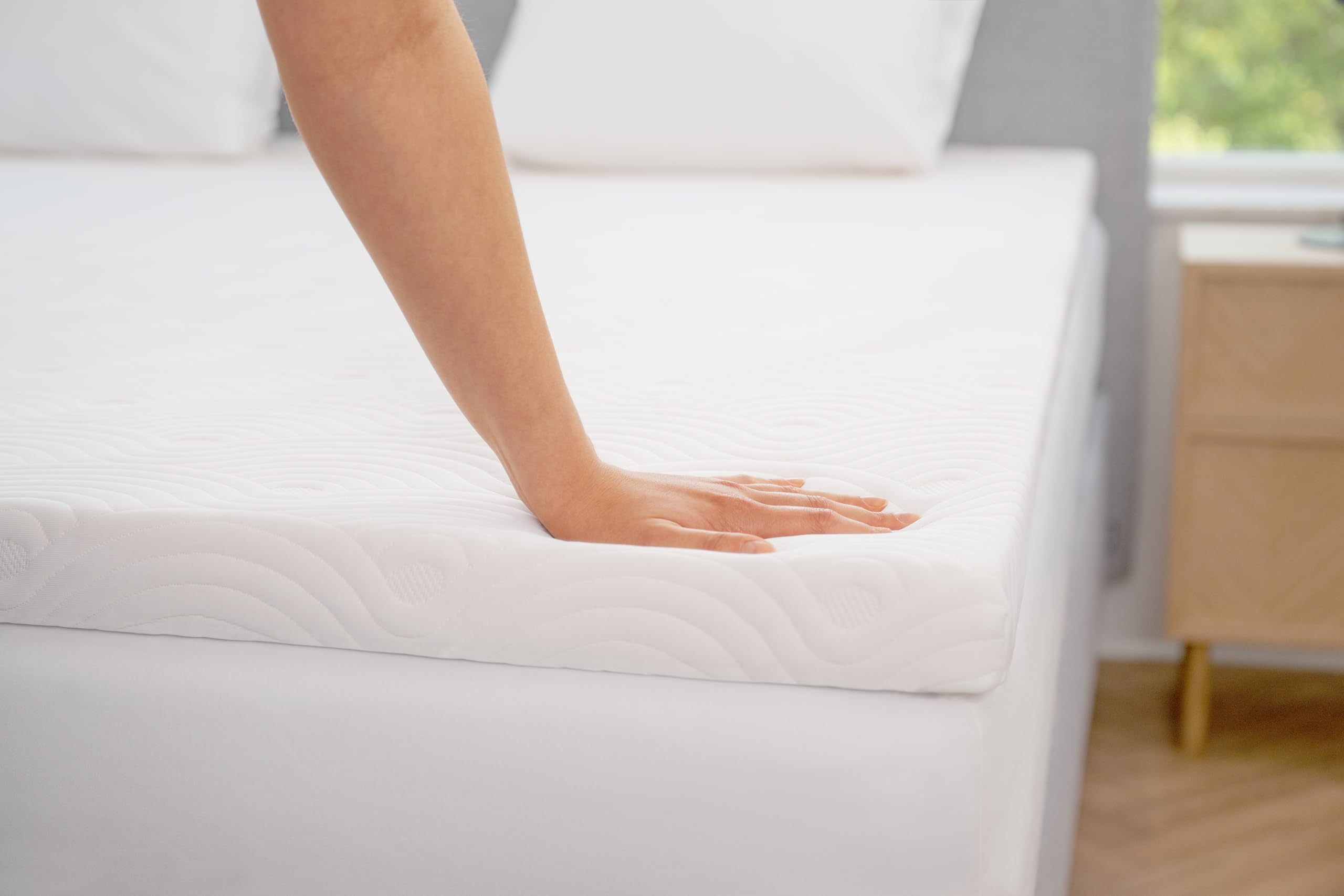 TEMPUR Ease Surmatelas Simple 90 x 190 cm, épaisseur 3 cm, Housse Lavable, Blanc