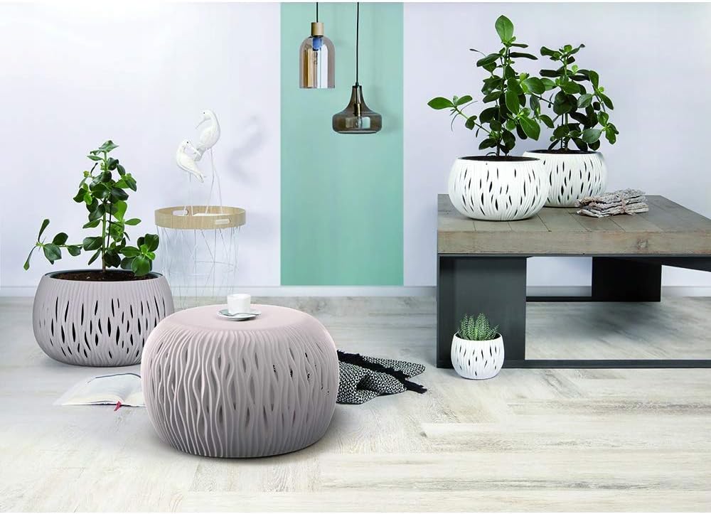 Prosperplast Bowl Sandy Plastic with Tank, 11 (H) (W) x 14.4 (D) cm, Grey Stone, aprox: 14 cm