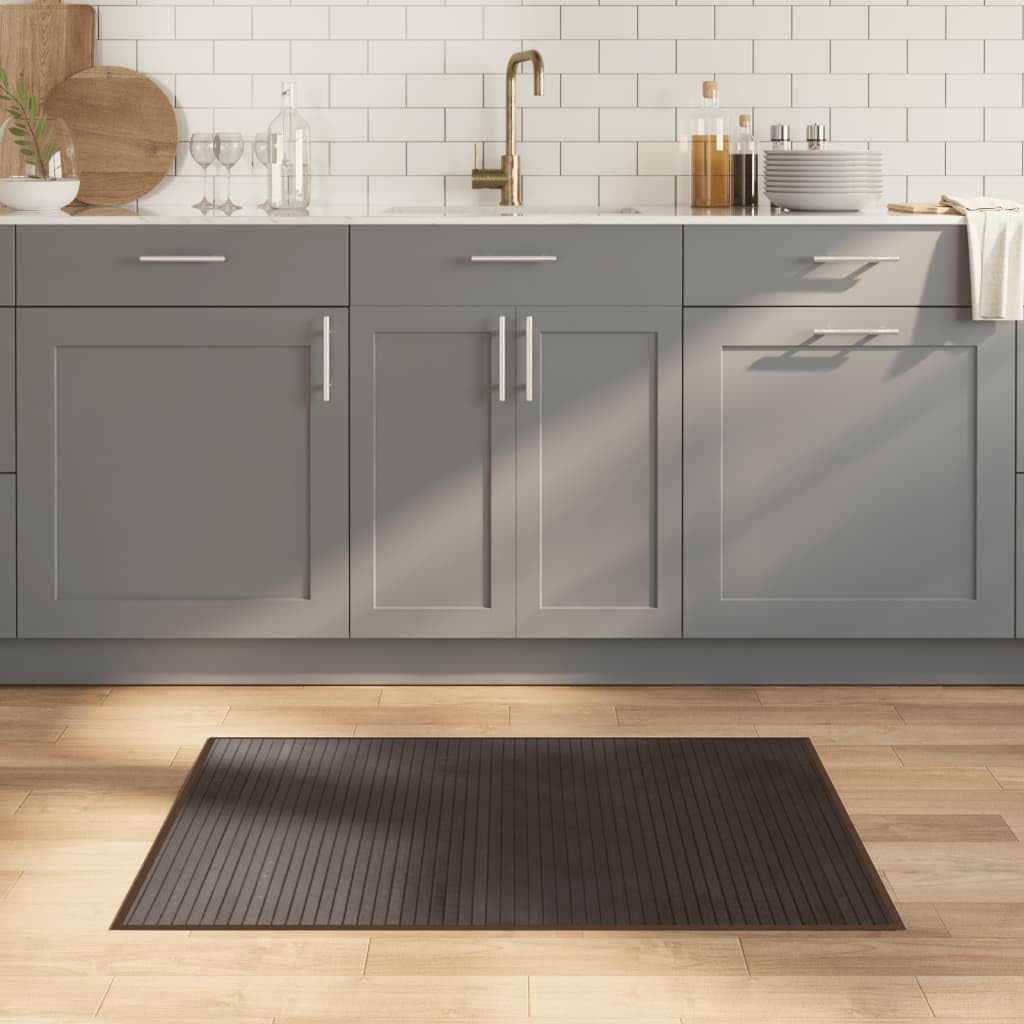 Tapis en bambou marron foncé rectantulaire 70x100 cm résistant salon