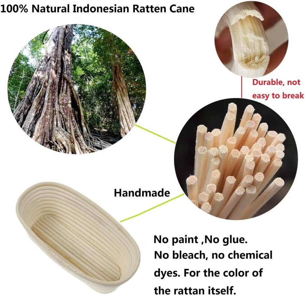 2 Pack 13 Inch Oval Bread Proofing Basket,Banneton Basket Bread Baking Bowl with Linen Liner Cloth, for Professional & Home Bakers Baking - Image 4