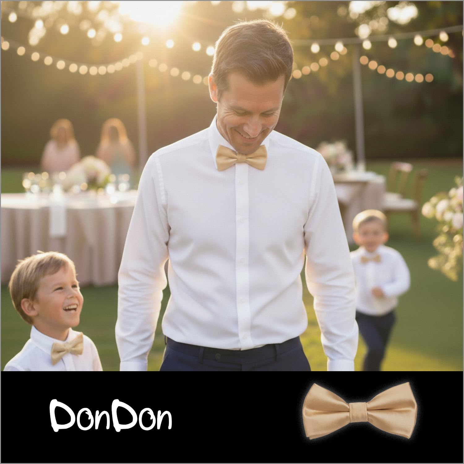 DonDon Pajarita niño bebés y hombre aspecto sedoso brillante, preatada y ajustable en longitud, fabricada en poliéster: accesorio festivo para bodas, comuniones y celebraciones