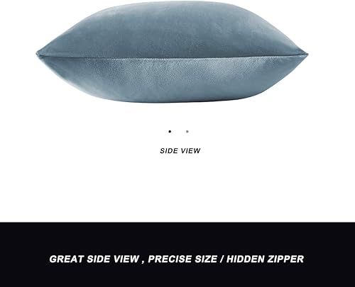 Miniatura 6 de GIGIZAZA Juego de 2 fundas de almohada decorativas de terciopelo azul piedra de 18 x 18 pulgadas para sofá y sala de estar, fundas de almohada