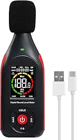 Decibel Meter Data Logger Medidor De Nível De Som Digital Com 31.000 Registros De Dados E Exportação De Dados Usb, Gravador De Decibelímetro De Som Recarregável, A/C Weighted Max Data Hold F