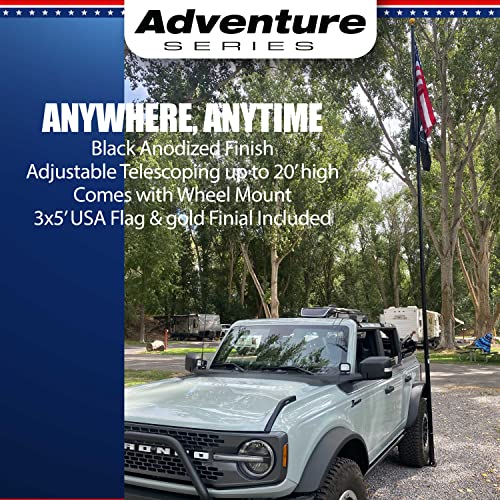 Service First ADVENTURESERIESBLACK20 Black Complete Tailgate Flag Pole Package 20Ft Black thumb #7