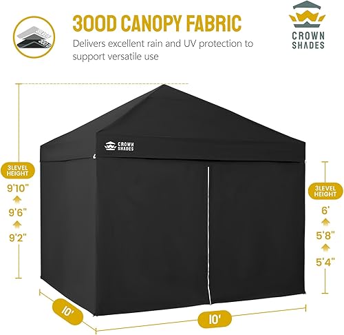Miniatura 8 de CROWN SHADES Tienda de campaña desplegable con toldo instantáneo comercial de 10 x 10 pulgadas con bloqueo central (10 x 10 con 4 paredes laterales,