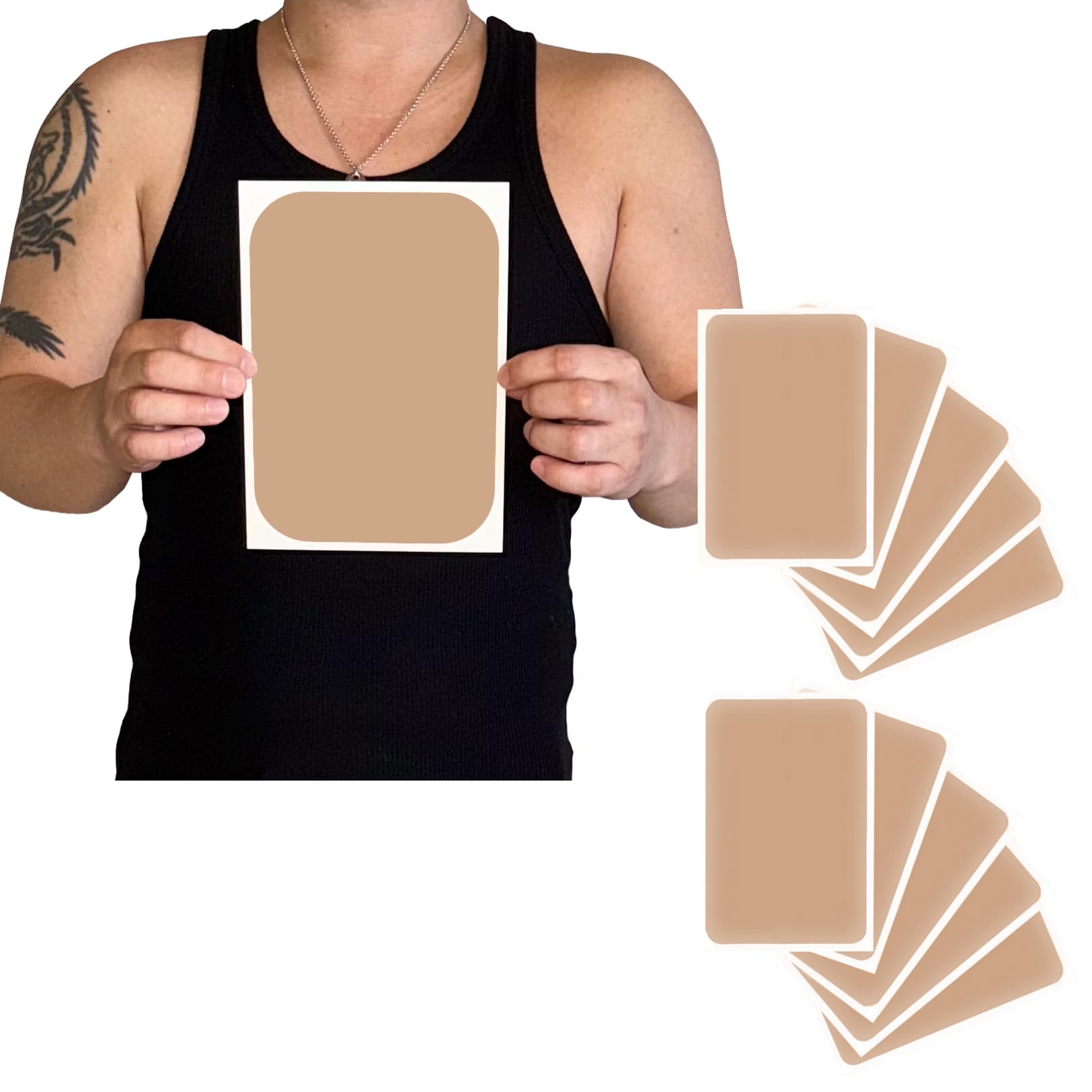 sac taske タトゥー隠し シール 刺青 入れ墨 隠す 防水テープ 特大 大判 A5サイズ (肌色 10枚セット, A5)
