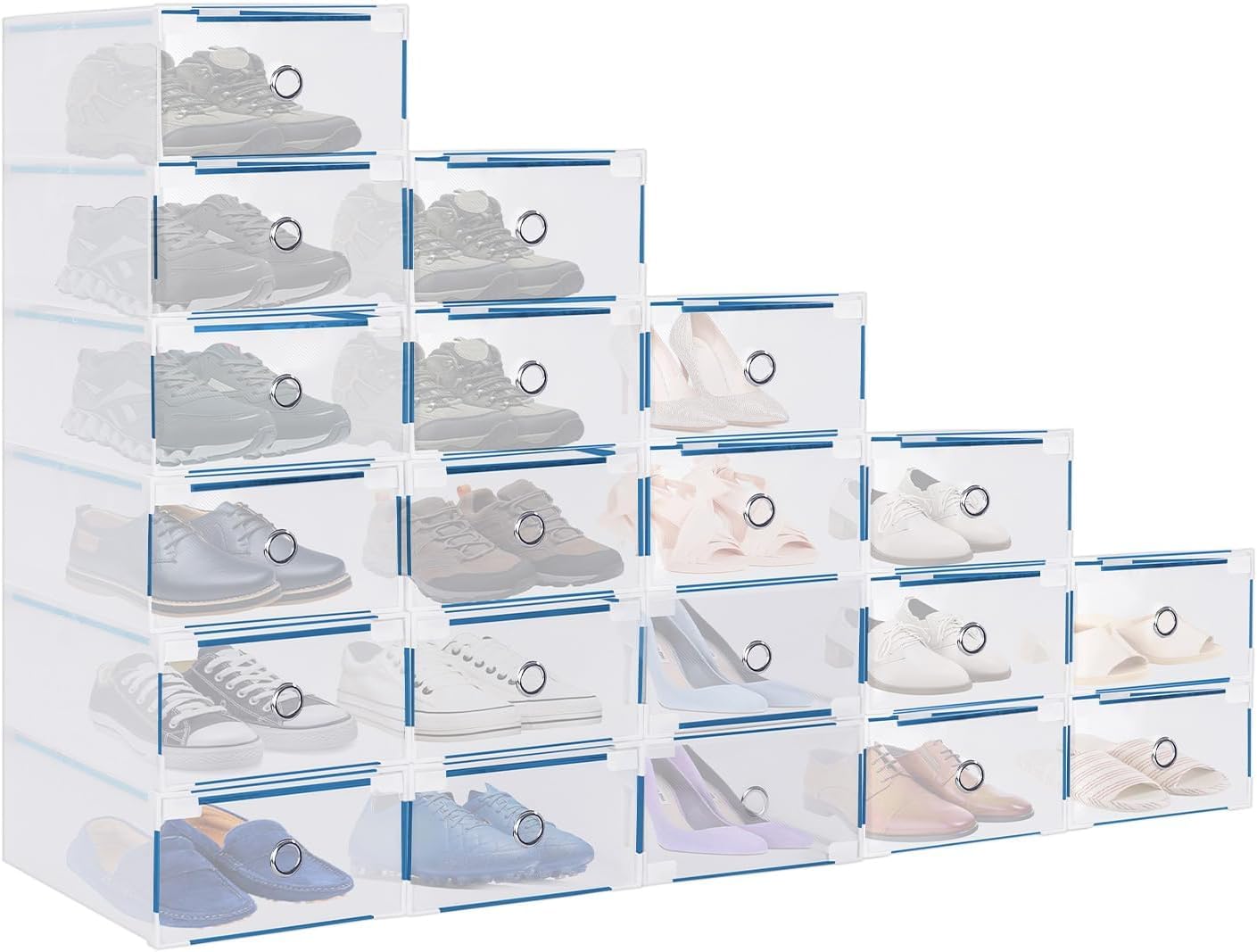 FERNVALE Clear Shoe Boxes Stackable Shoe Organiser Transparent Storage Box (20PCS)
