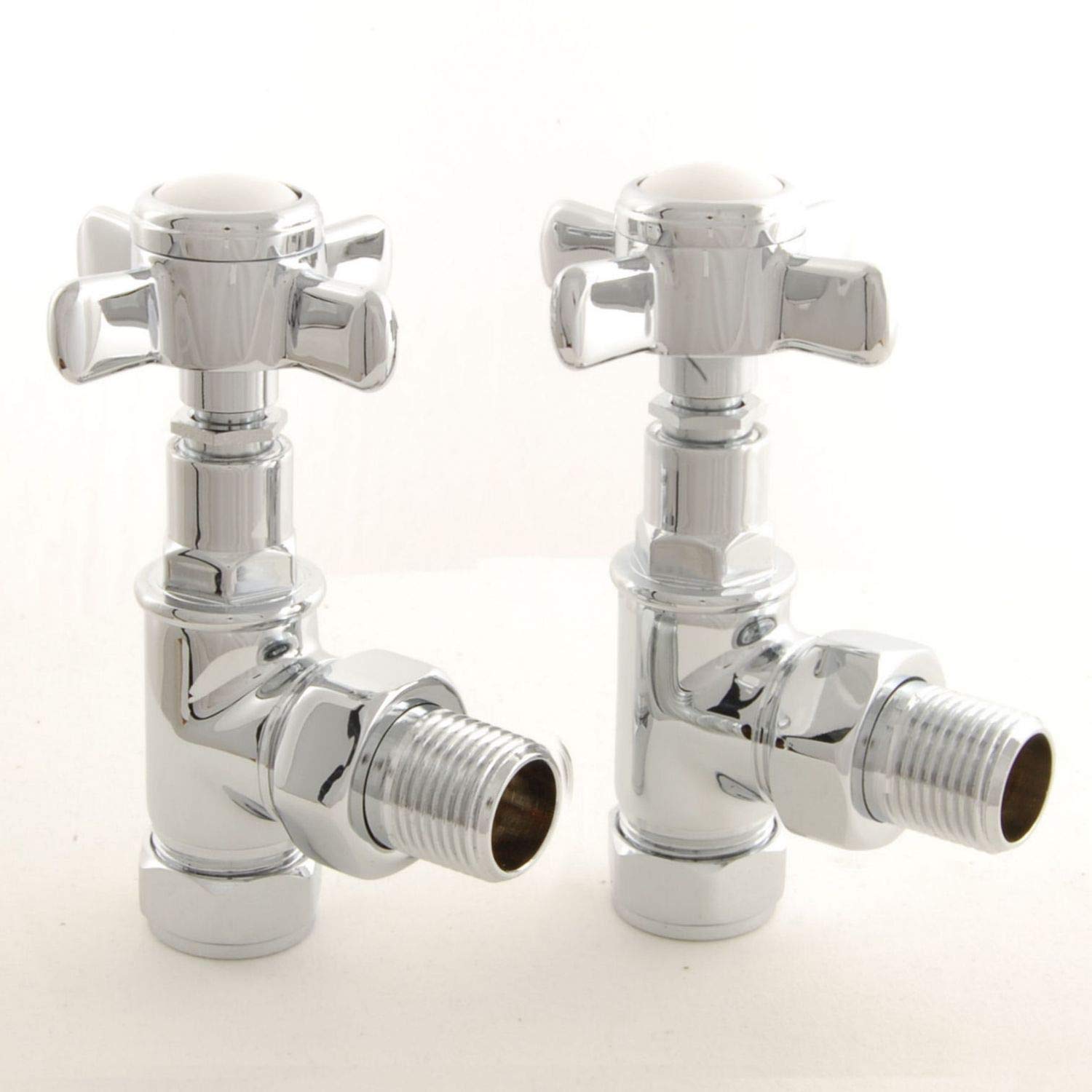 West Radiators Chrome Angled Westminster Traditional Manual Cross-Head Radiator And Towel Rail Valves (Chrome Angled)