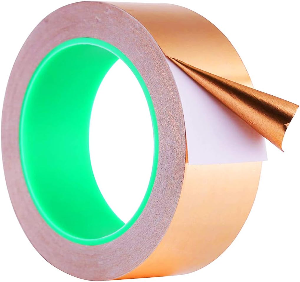 Zehhe Copper Foil Tape with Double-Sided Conductive - EMI Shielding,Stained Glass,Soldering,Electrical Repairs,Slug Repellent,Paper Circuits,Grounding (1inch)