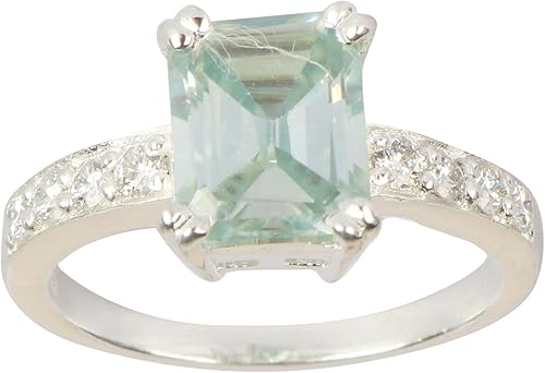 GEMHUB Green Moissanite 3 Carat 925 Sterling Silver Emerald Shape Stunning Women