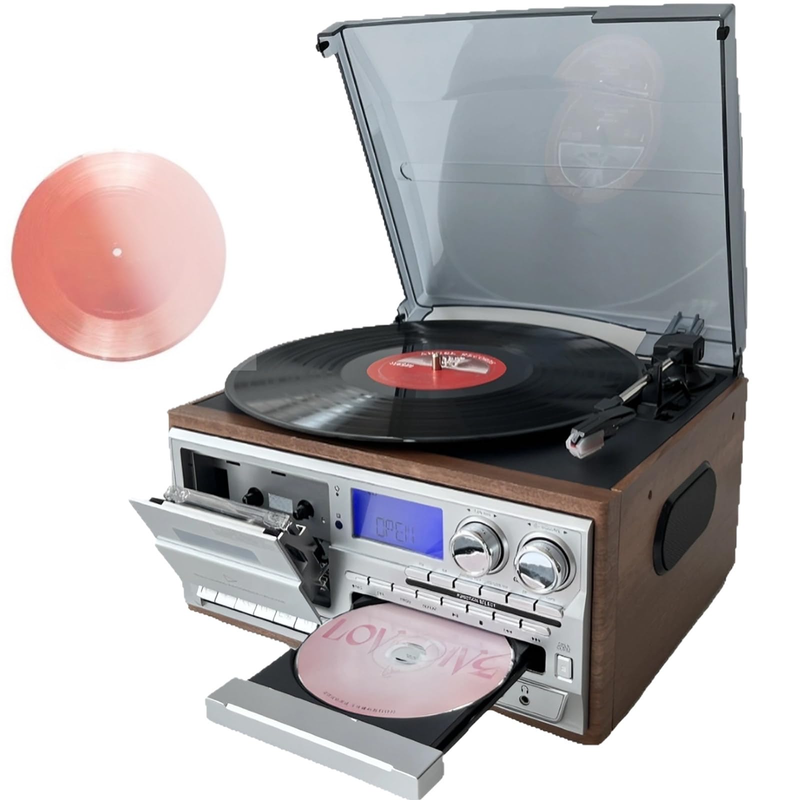 Giradischi in vinile, giradischi vintage a 3 velocità, riproduzione retrò 9 in 1, funzione in/out per gli amanti del vinile, perfetto per ascoltare a casa e collezionisti