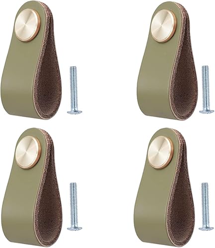 Miniatura 11 de Tiradores de cuero para cajones, paquete de 4 pomos para cajones de gabinete, pomos suaves para puerta de armario que mejoran el aspecto