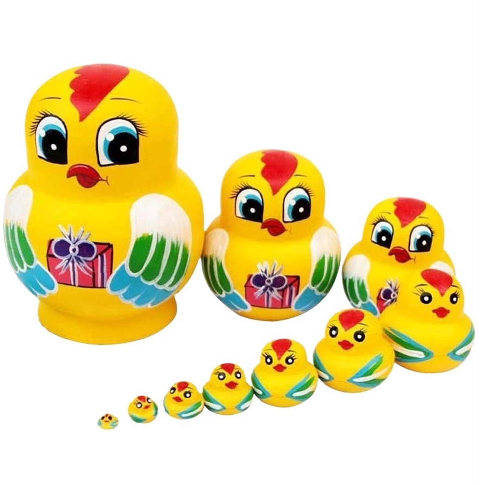 Amazon | マトリョーシカ ネスティング人形 鶏入れ子人形 天然木製