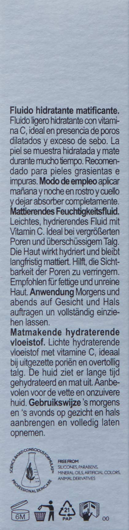 Active Pureness Fluid, Mattifying Hydrating Moisturizer, Vitamin C, Oil-Free Face Lotion, Anti-Shine Primer for Oily Acne Prone Skin, Men & Women, Made in Italy, 1.01 Fl Oz