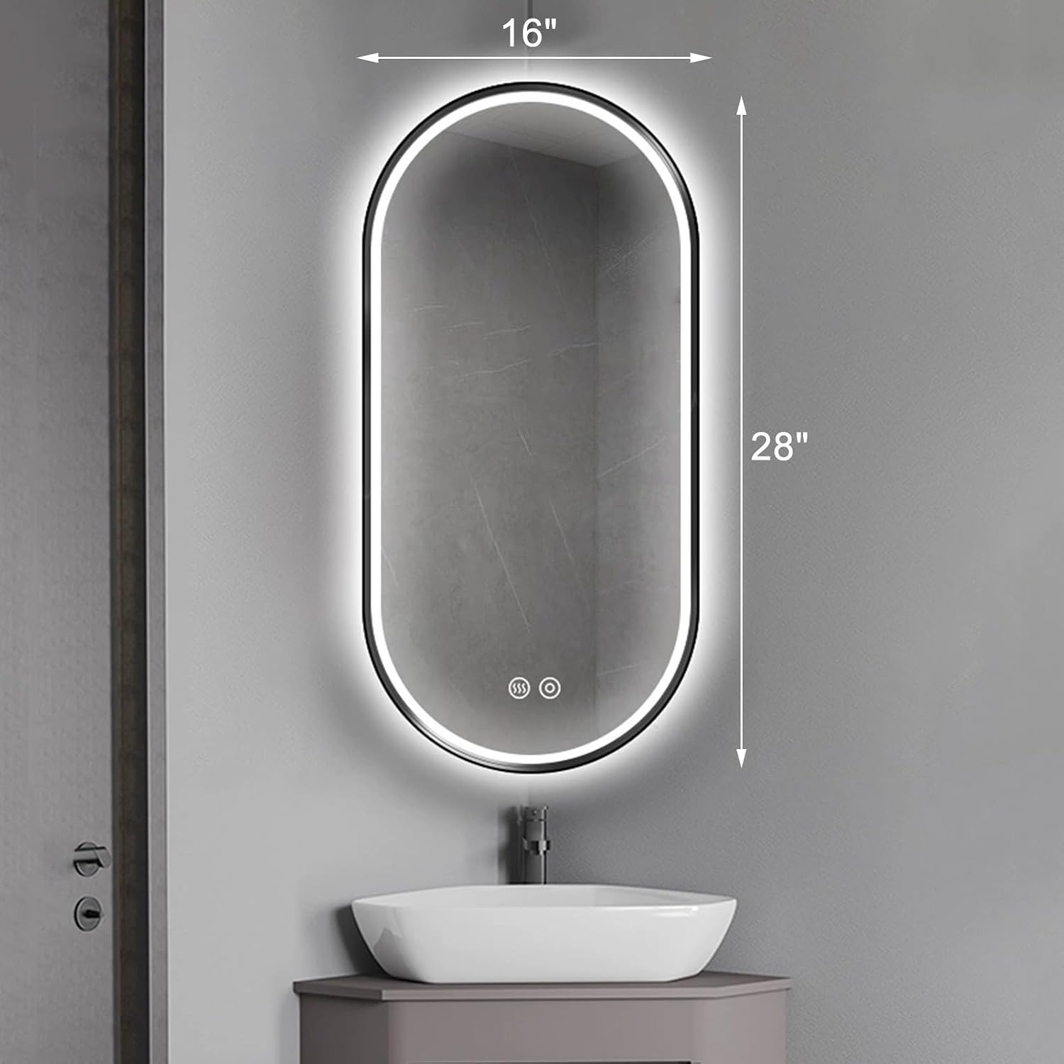 Jcgly Bathroom Corner Mirror with LED Lights, Oval Pivot Mirror with Swinging Articulating Arm and Metal Frame, CRI90+ Anti-Fog 3-Color Dimmable Makeup Mirror(Gold,16" x 28")