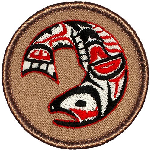Northwest Salmon Patrol Patch - 2" Diameter Round Embroidered Patch (Sew-on)