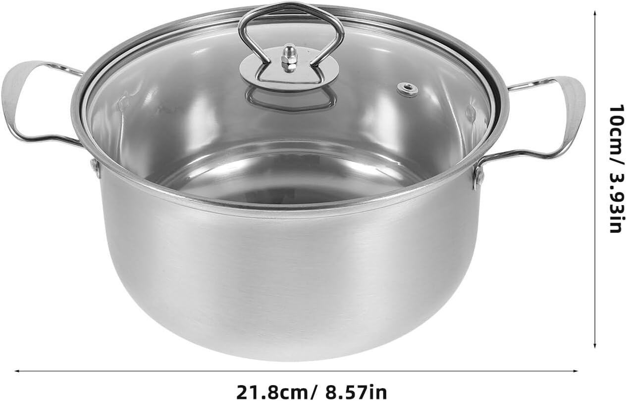 Toyvian Stainless Steel Cookware Set Soup Pot Saucepan Frying Pan with Comfortable Steel Handles Seamless Surface Easy Clean Kitchen Cooking Essentials