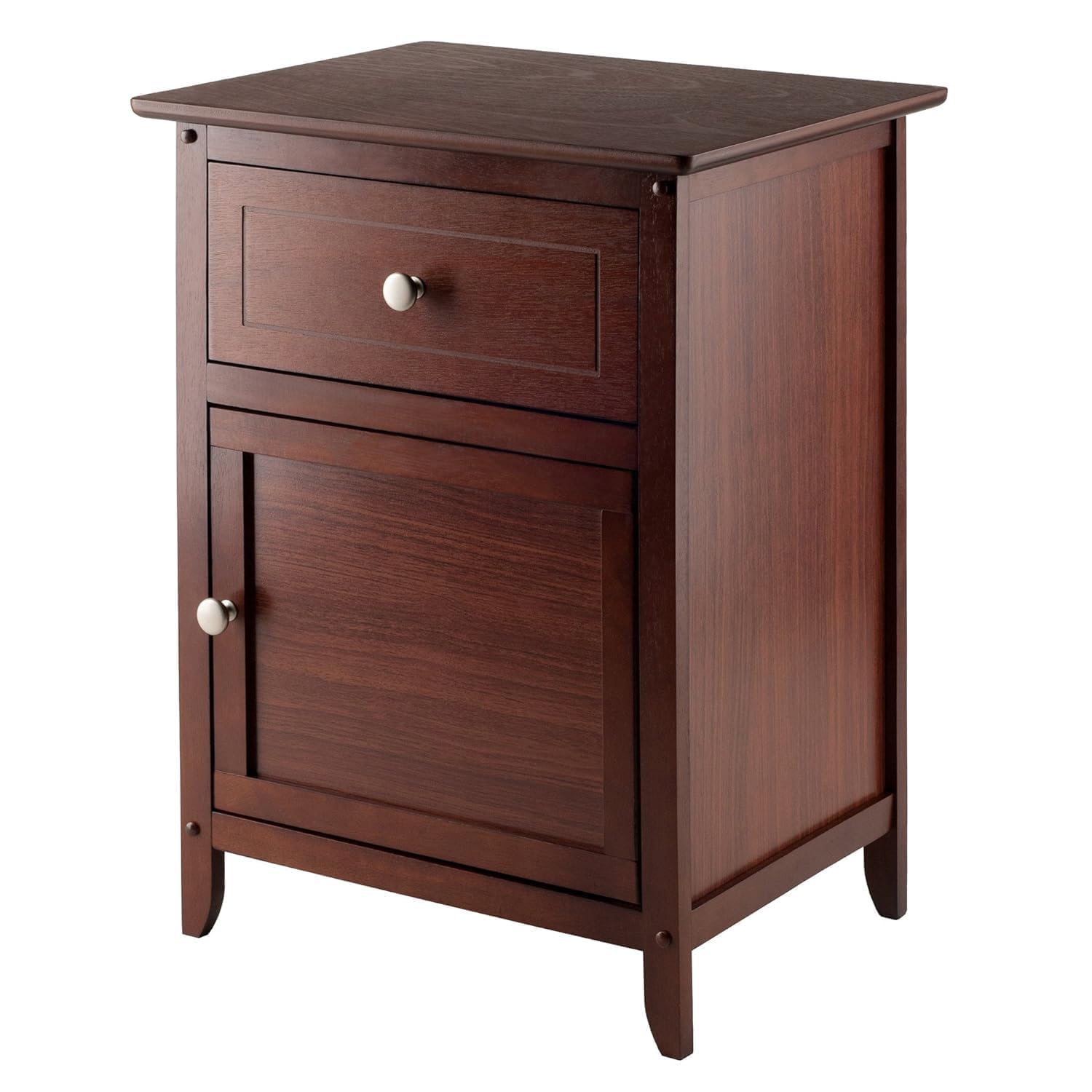 Kite Decore Wood Night Stand/Accent Table with Drawer and Cabinet for Storage, (Walnut)-picture-15