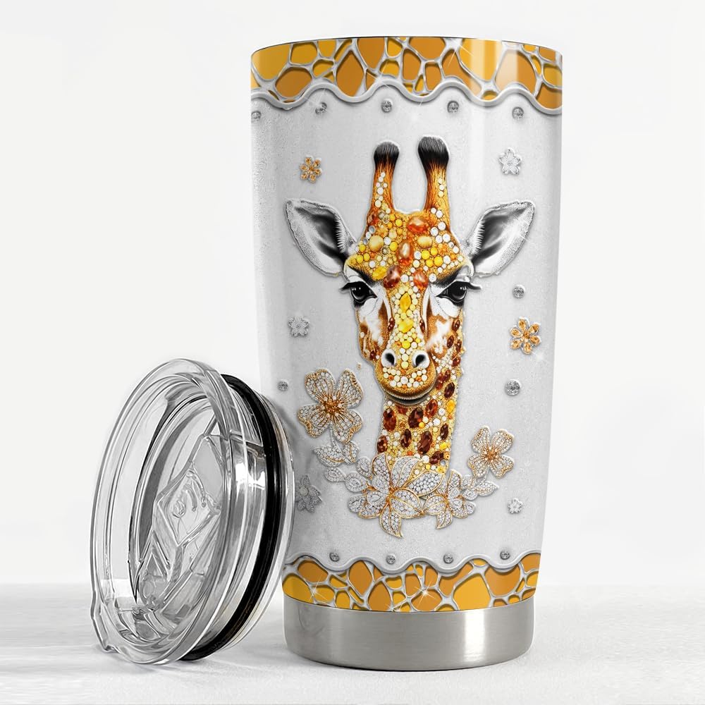 SANDJEST Giraffe Gifts for Women Girls Girrafe Tumbler 20oz Jewelry Drawings Stainless Steel Insulated Tumblers Coffee Travel Mug Cup Gift for Birthday Christmas (Giraffe) Thumbnail