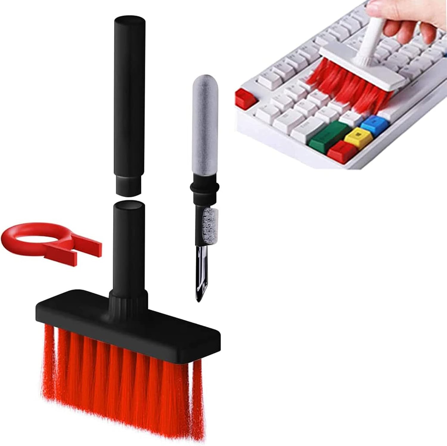 Keyboard Cleaner 5 in 1 Multi-Function Cleaning Soft Brush Airpod Cleaner Kit,Computer/Laptop Cleaner with Keycap Puller, for Bluetooth Earphones Lego Laptop Airpods Pro Camera Lens Electronics