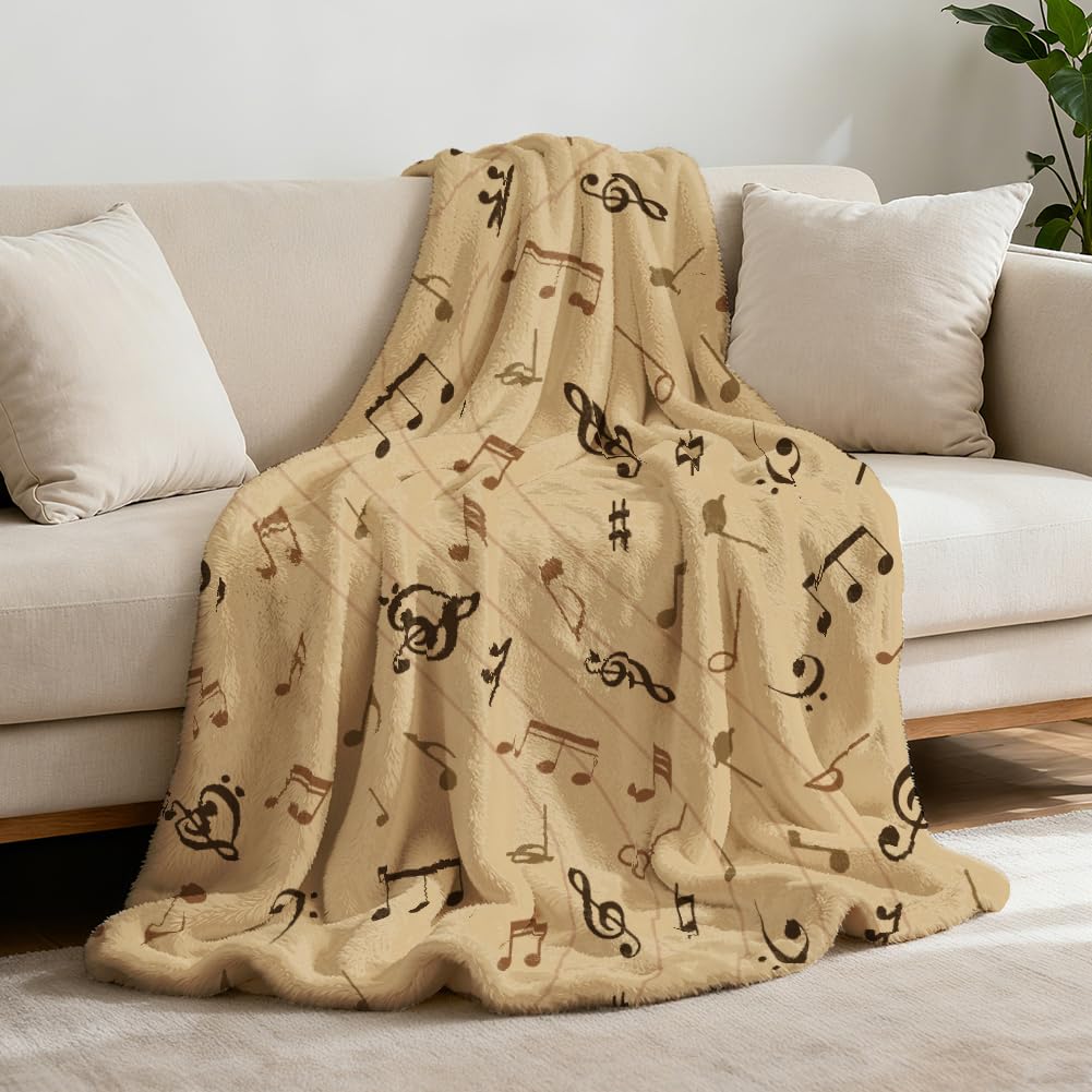 Plaid en flanelle plaid musique chaud et doux couverture de voyage plaid canapé 150x130cm