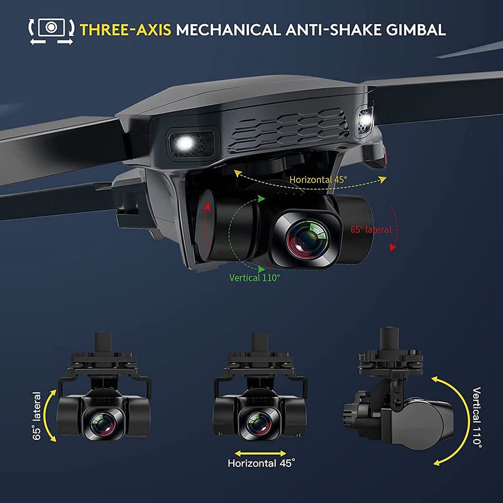 Drones with Camera for Adults 4K SG907 GPS Drone with 3- Gimbal Camera Long Range Professional Drones for Beginners 5G FPV Transmission 2 Batteries 50Mins Flight Time Auto Return Home