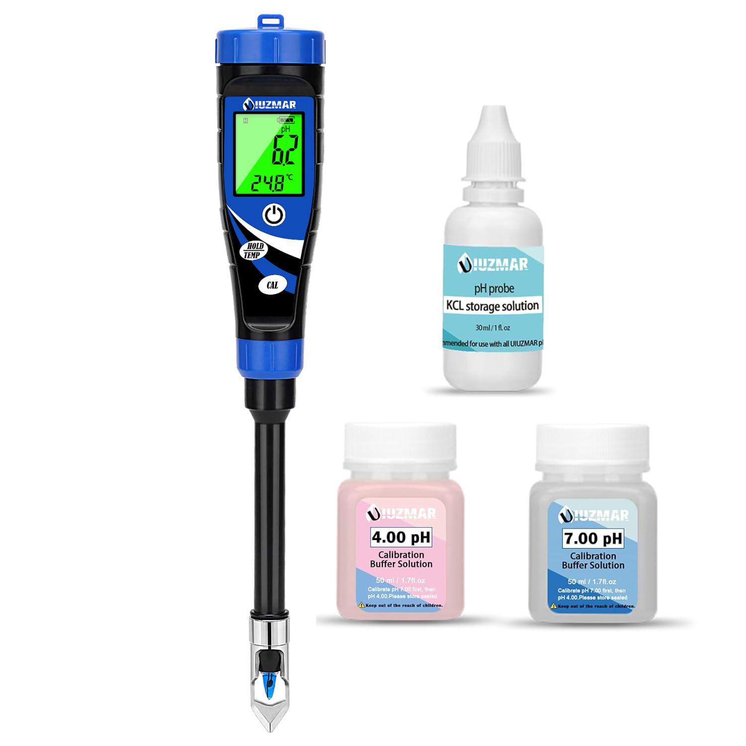 UIUZMAR Medidor de pH del Suelo, Medidor Electrónico de pH para Plantas, Probador de pH del Suelo, Medidor de pH Digital para Tierra y Agua, Hidroponia
