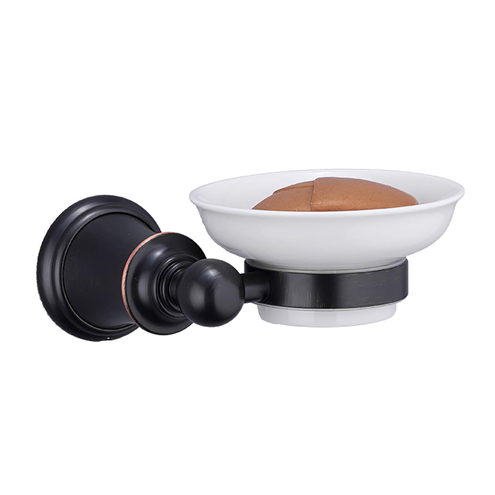 Jabonera de cerámica para ducha, latón montado en la pared, soporte para jabón para baño, cocina, estilo europeo, cesta de jabón de bronce negro