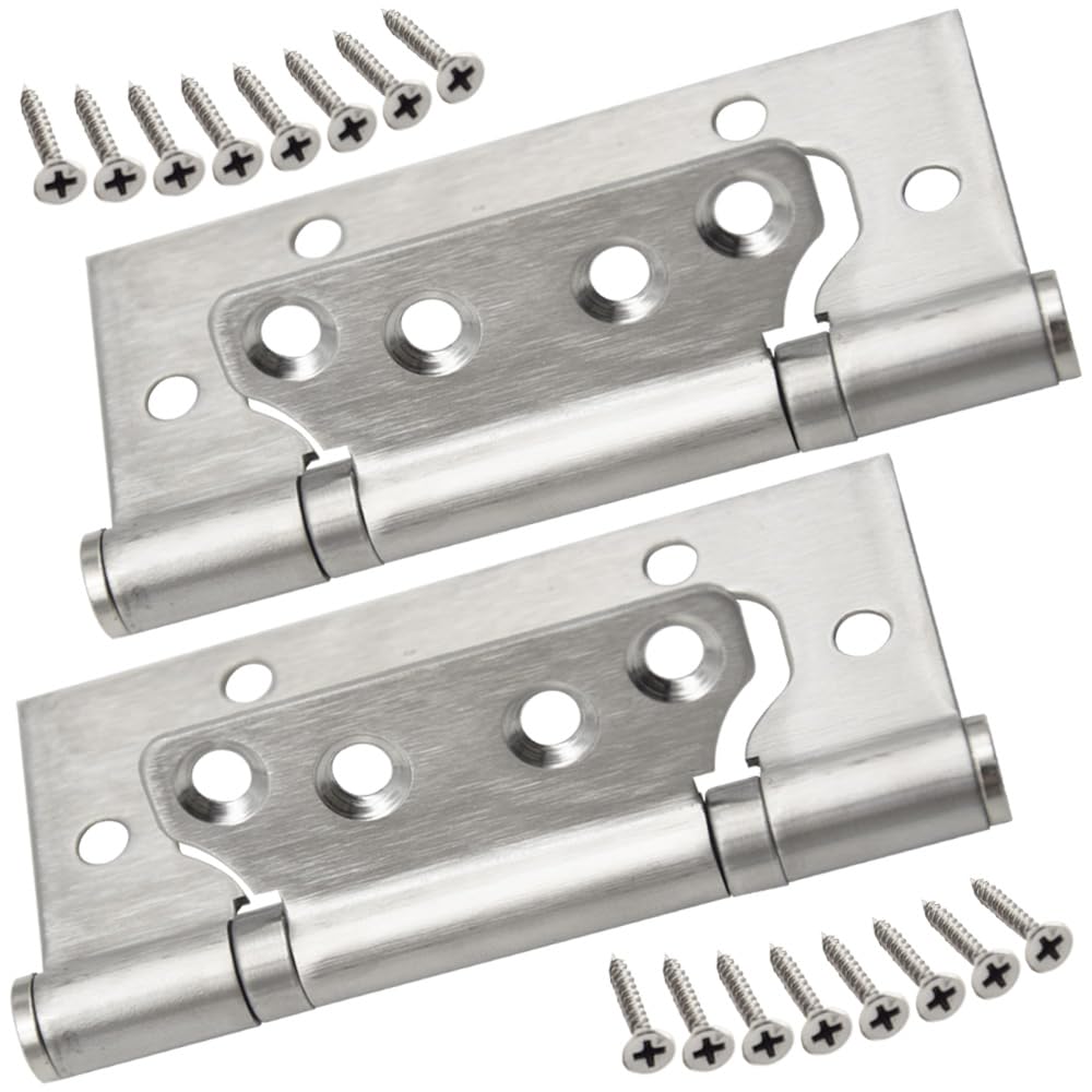 Ruidee 2 Pcs Door Hinges Stainless Steel Ball Bearing Flush Door Hinges with Screw Mute Butt Hinges for Home Doors (MHY)