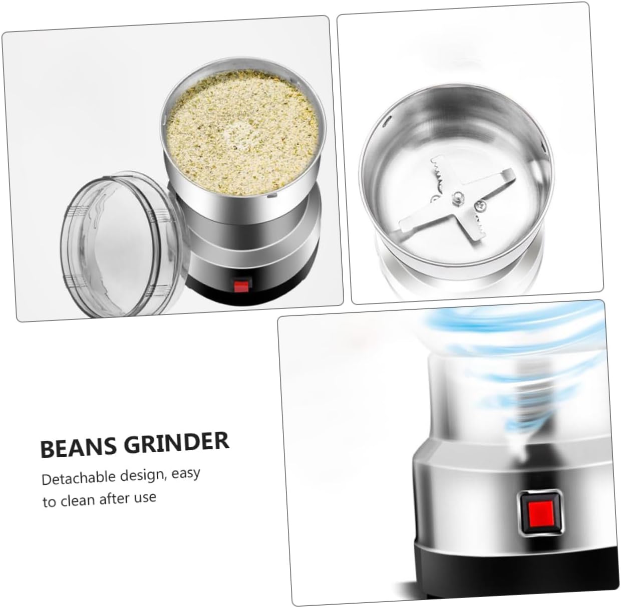 Luxshiny Electric Grinder for Beans and Spices Household Powder Machine with Powerful Motor Easy One Hand Operation for Nuts Grains and More