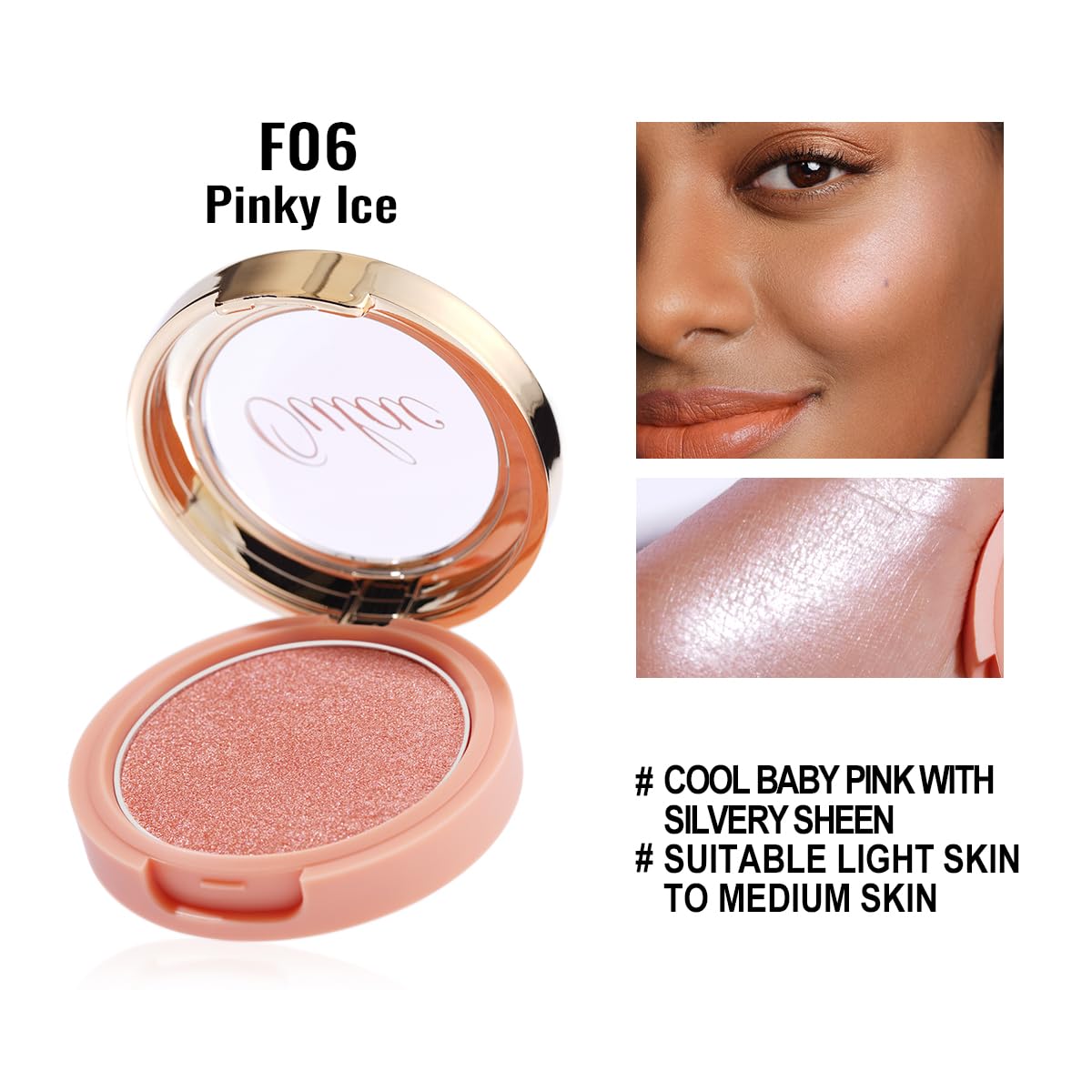 Oulac Blusher for Cheek Make up Pink Shimmer Blushes Suitable for Light Tone Skin Hydrating & Moisturizing Blush Glowy - Image 2