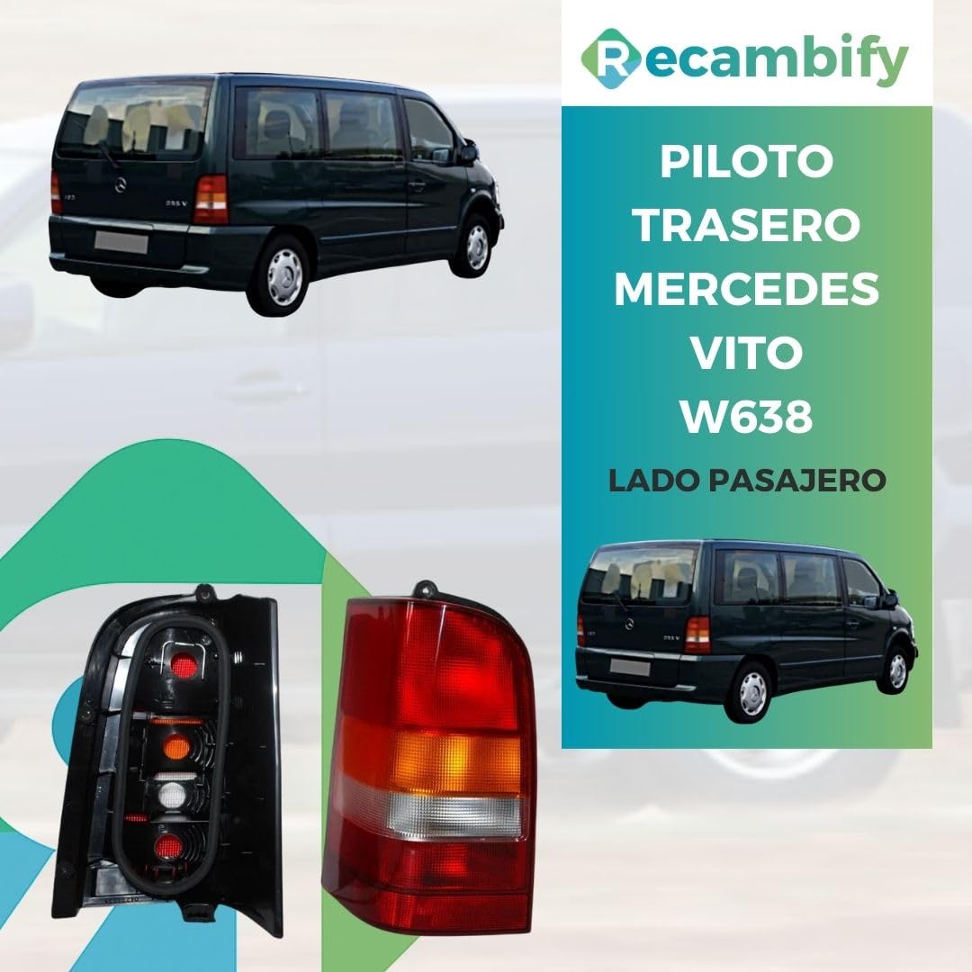 Piloto Trasero Derecho compatible para Mercedes Vito Furgoneta 638 (1996-2003) — W638,sin portalámparas, Lado Pasajero oem 6388201764