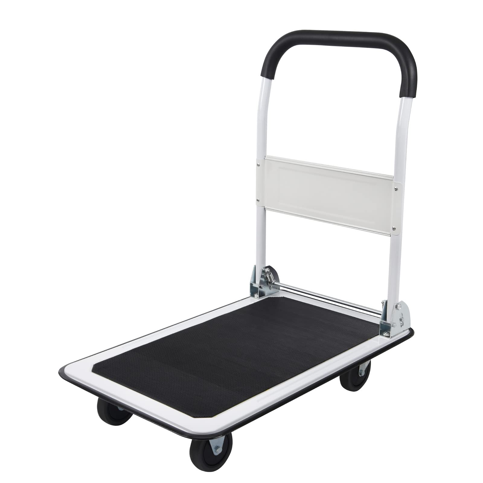 LEADALLWAY Faltbarer Schubwagen, Plattformwagen, Tragkraft, 150 kg, 4 Räder, 72,9 x 47 x 82 cm, Weiß, Kleiner Flachbettwagen