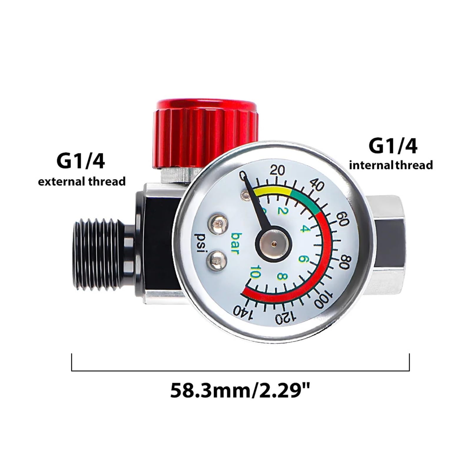 Regolazione della pressione pneumatica Regolatore del compressore d'aria con manometro G1/4 Facile da installare for pistole a spruzzo e accessori for utensili pneumatici