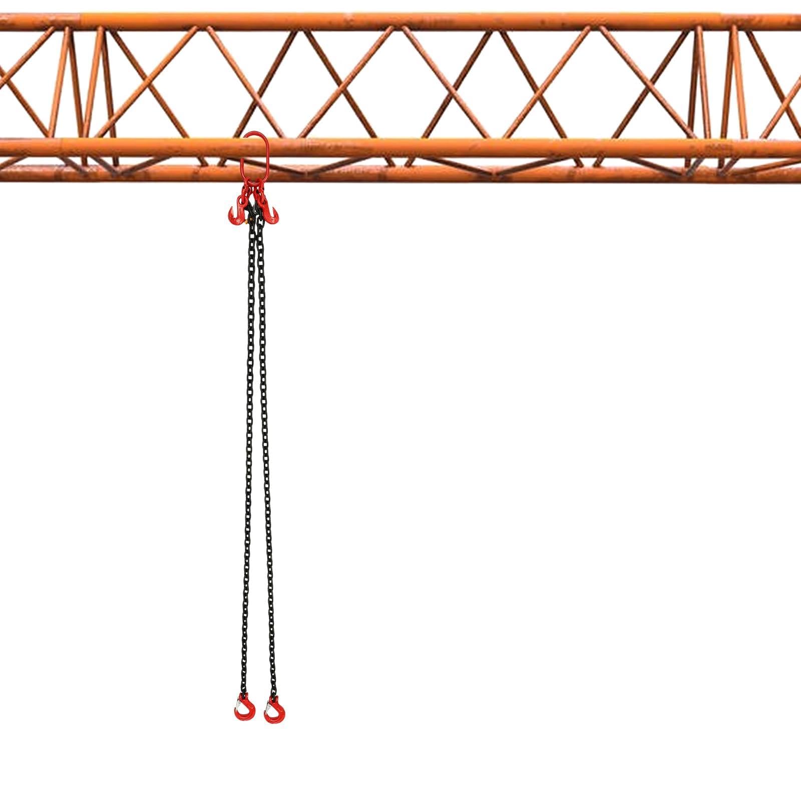 Gancio per catena a 2 fili, 2T, 2 m, G80, catena di arresto con gancio di carico e blocco di sicurezza, catena per ponte sollevatore per gru, sollevamento di carichi in industria, magazzino e edilizia